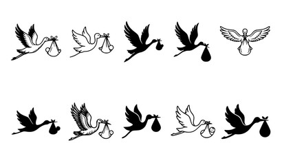 Fototapeta premium Hand Drawn Iris Flower Outline Vector Set with Botanical Variations
