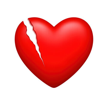 Broken red heart icon with crack symbolizing pain or loss
