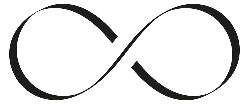 Infinity loop logo. Eternity cycle black icon