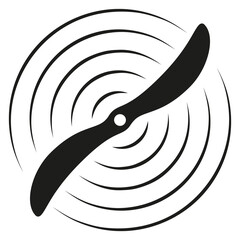 Aircraft propeller black icon. Wind turbine blades © LadadikArt