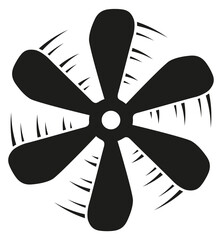 Propeller blades black icon. Rotation motion lines © LadadikArt