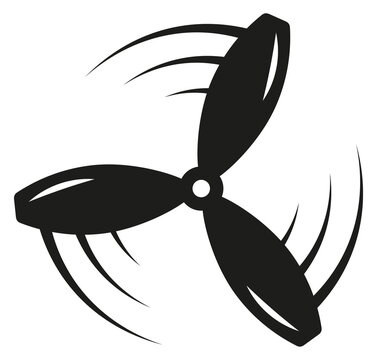 Rotating air fan black motion symbol. Propeller icon