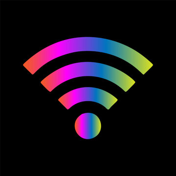 Vibrant Rainbow Wireless Network Symbol on Black Background