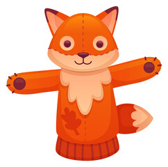 Obraz premium Fox puppet. Sock toy cartoon animal doll