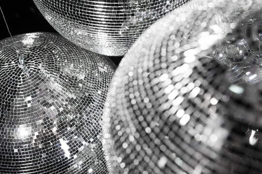 Disco mirrorball installation background creating party atmosphere