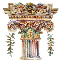Obraz premium A Greek architecture ornament letterbox mailbox pillar.