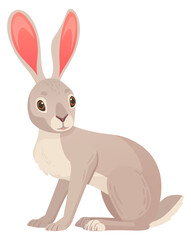 Obraz premium Cartoon hare character. Cute baby rabbit animal