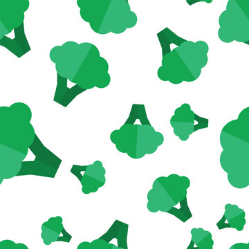 Broccoli flat illustration seamless pattern, mixed-scale scattered arr