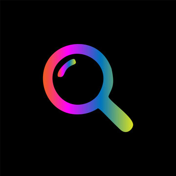 Vibrant Rainbow Gradient Search Icon with Magnifying Glass