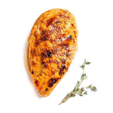 Roasted chicken fillet meat isolated on white