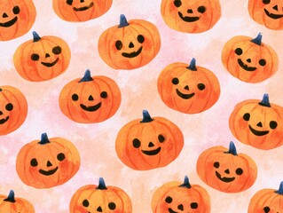 Obraz premium Happy smiling jack o lantern pumpkins pattern design