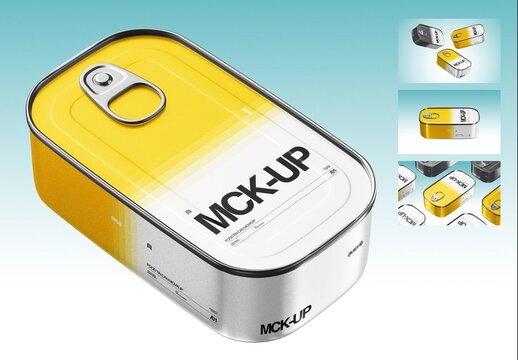 Regular Rectangle Food Tin Can Mockup
