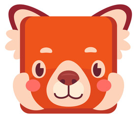 Obraz premium Red panda square head icon. Cartoon exotic animal