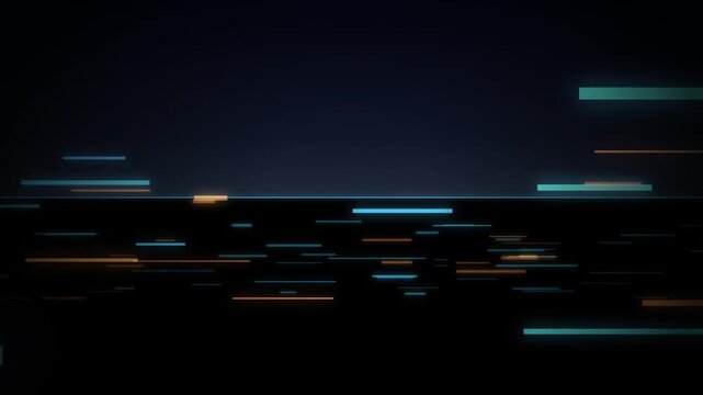 Abstract technology digital data speed animation background, blue and orange glowing motion light lines loop, futuristic cyber particle network overlay