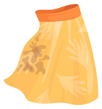 Dirty skirt cartoon icon. Muddy stain clothes laundry