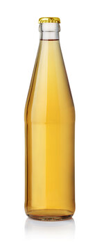 Front view of a blank glass lemonade bottle