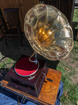 Antique Gramophone on Display at German Flea Market