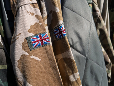 British Military Camouflage Jackets with Union Jack Patches