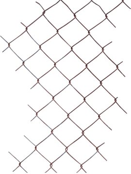 Rusty chain link fence pattern isolated on white background