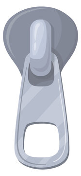 Metal zip puller cartoon icon. Tailor clasp
