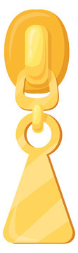 Metallic zip pull. Golden clasp cartoon icon