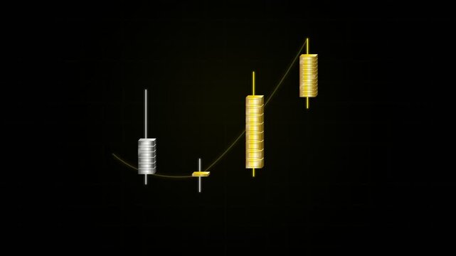 Financial candlestick chart pattern on a dark background