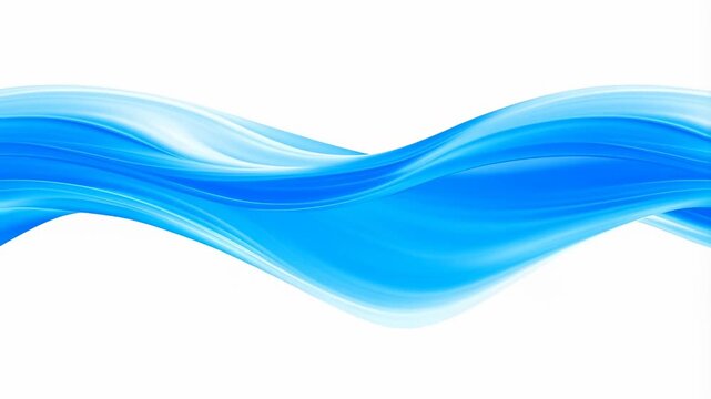Smooth blue wave shapes flow and undulate horizontally on a white background. Smooth animated scene for branding and presentation visuals.