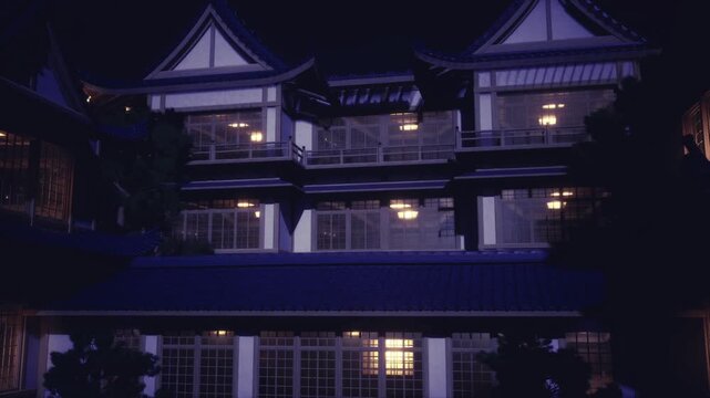 Single lit window breaking facade darkness, isolated warm rectangle among shadowed frames, subtle ambient glow hints at life inside, quiet night mood