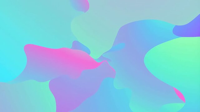 Colorful fluid amorphous shapes morph and flow smoothly across a soft gradient background. Glowing motion background with fluidity and color transition.