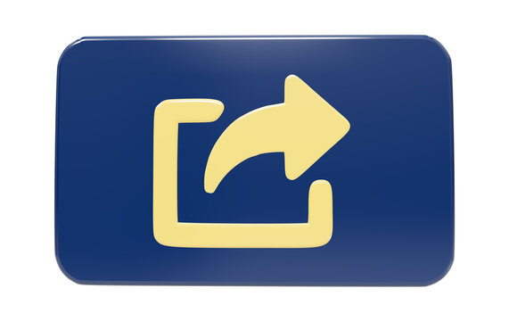 Glossy blue share icon button on transparent background