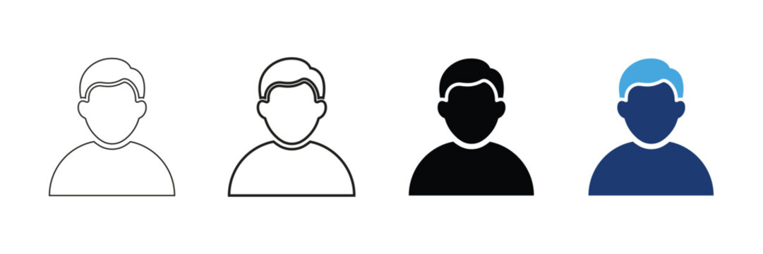 Set of user profile icons, avatar symbols representing a person, simple flat design elements for web and mobile apps