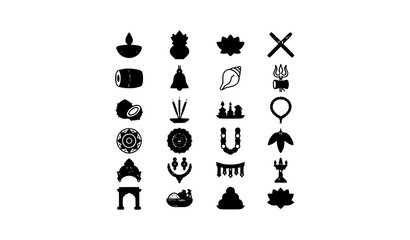 Obraz premium Minimal Navratri Puja Religious Festival Symbols Editable Vector Icon Pack
