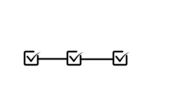 4 step infographic process with check mark icon. infographic step by step process icon animation on black background, step process success with check marks. Step-by-Step Guide