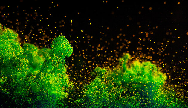 Cosmic Green Ink and Gold Swirl