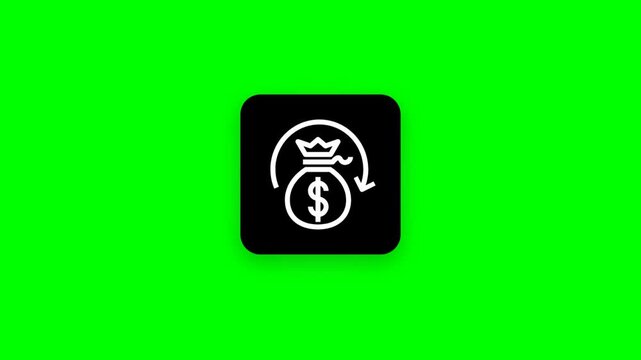 Money bag return icons grid over green screen background