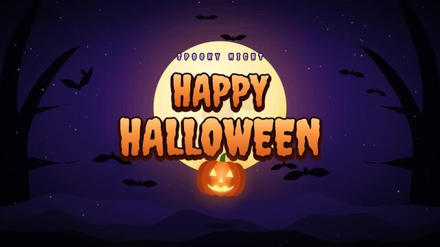 Spooky Happy Halloween Creepy Glowing Night Sky Animation Loop   