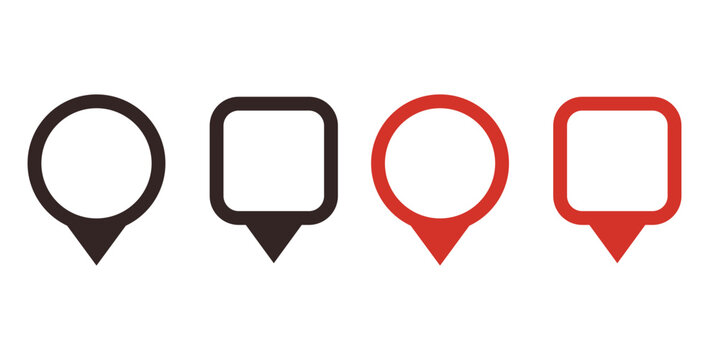 Flat Location and Map Pin Icons Set on Transparent Background