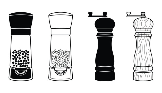 Pepper mill grinder vector illustration for kitchen seasoning and cooking tasks.