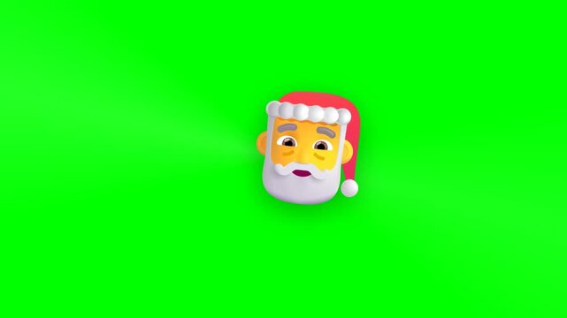 Cartoon santa claus heads pattern on green screen background