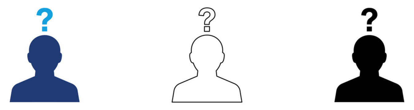 Multicolor User Question Icon Set with Filled and Outline Styles for Customer Inquiries User Support Help Requests and Information Assistance Isolated on Transparent Background
