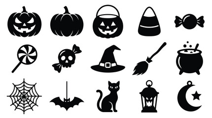 Fototapeta premium Halloween-themed vector set featuring Silhouette