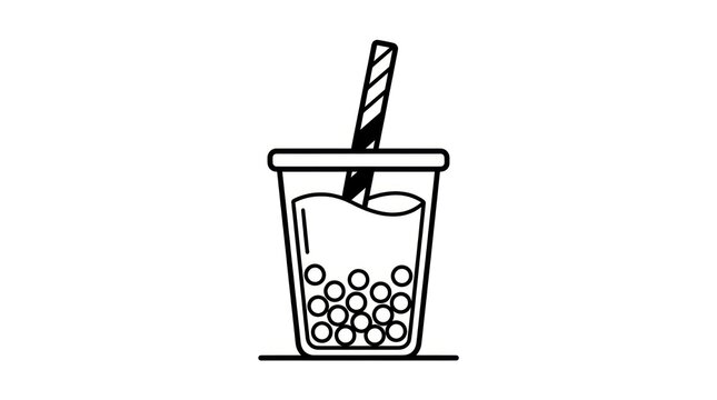 Bubble Tea Icon Outline Illustration