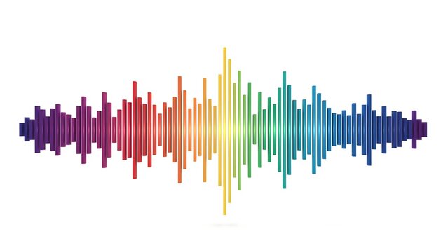 Colorful sound wave pulse graphic representing music and audio frequency