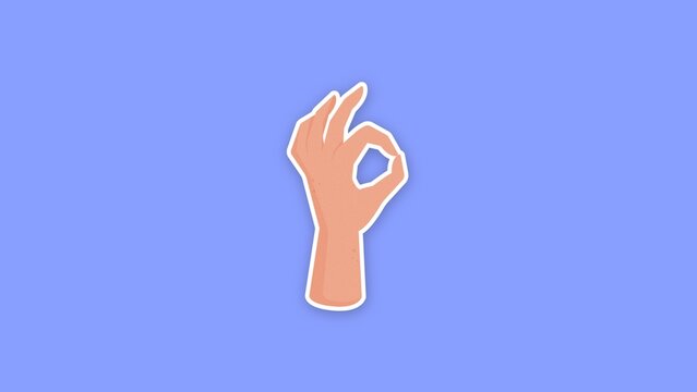 Eco Friendly Sticker / Hand Drawn OK Hand Gesture, Sticker with Paper Flip Reveal for Approval Messages, Tutorials, Reactions and Social Media Videos / Horizontal / Part 05