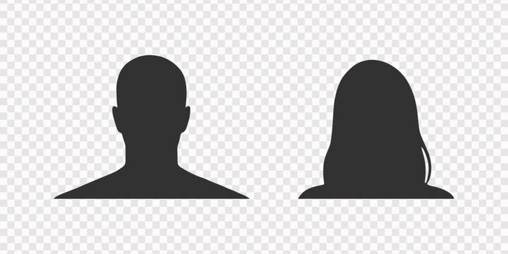 Black silhouette icons of a man and a woman representing generic user profiles for websites and social media account avatars