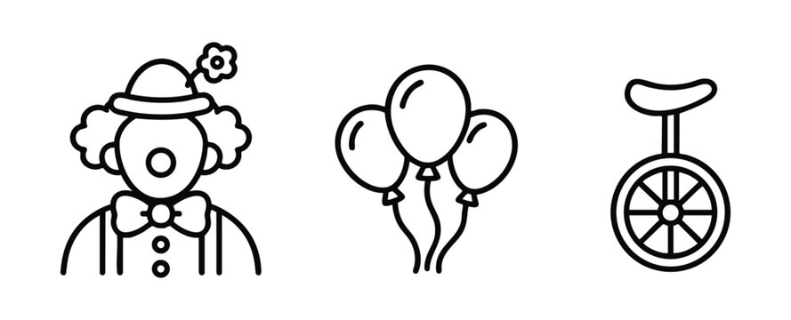 Clown icon set. Minimalist icon set on a white background
