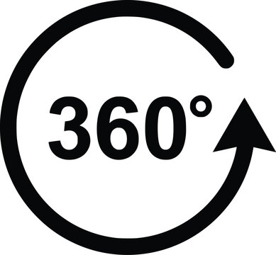 360 Degree Rotation Arrow Icon Set, Circular Rotate and 360 View Vector Symbols