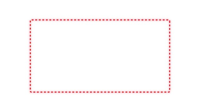 A dashed red rectangular outline on a plain white background, creating a simple border or frame for content 4k animation