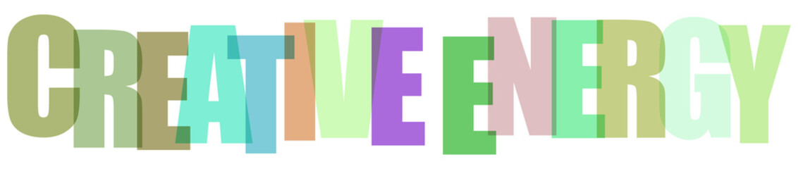 Creative energy typography lettering design with transparent colorful overlapping letters on white background © Sharmin