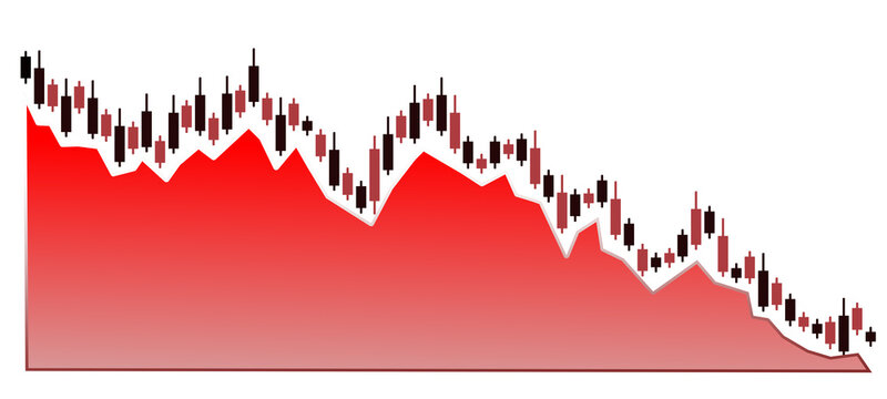 Red Trend Graph Stock Market Crash Bearish Candlestick Chart Isolated PNG.